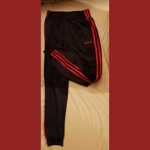 Adidas joggers boys sz 14-16 LIKE NEW ~~black & red~~